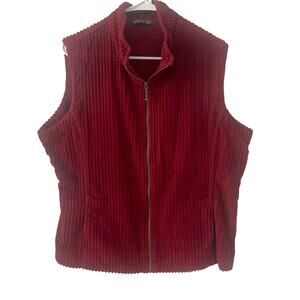 Woolrich Wide Corduroy Maroon Zip Up Vest Sz XL Petite